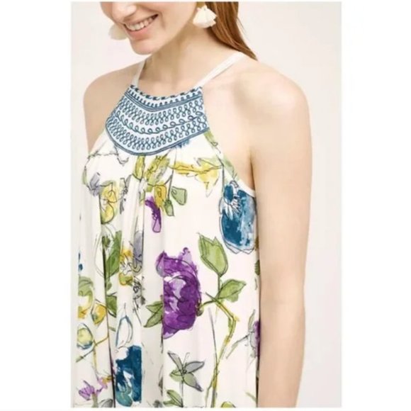 Anthropologie One September Isabel Floral Embroidered High Neck Tank Top M NWT - Picture 4 of 7